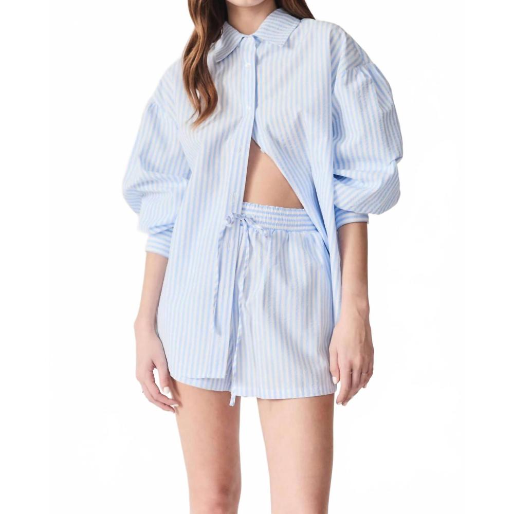 NEW DELUC evora shorts in striped light blue